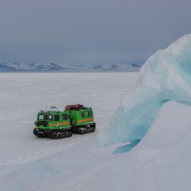Hagglund with ice in foreground