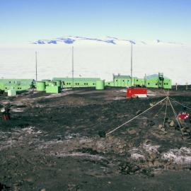 Air samplers set up behind Scott Base