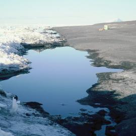 Ice-foot pool, lab hut beyond