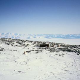 Hut, tents, Royal Society Range etc beyond