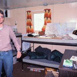 Donald Reid in bunkroom at Vanda