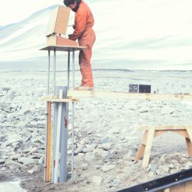 Pete Mason setting up recorder on new weir