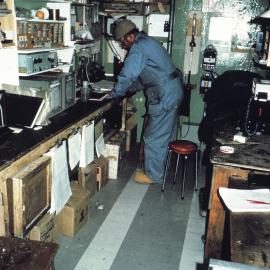 Ian Brown, Meteorologist, at work in Laboratory, Vanda