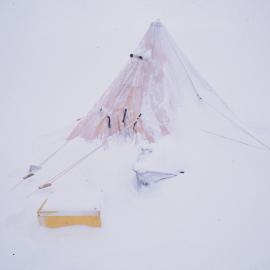 Polar tent, snowed in, blizzard/whiteout
