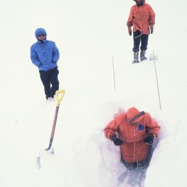 Snow mound by fish hut, Japanese visitor, Don Ensor (top) John McDonald