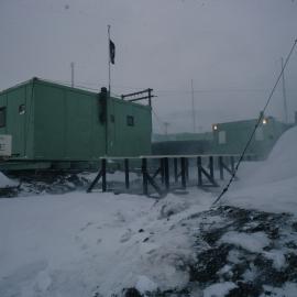 Entrance to Scott Base during blizzard