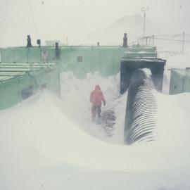 Mess and lab, Scott Base during blizzard