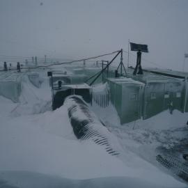 Scott Base from roof of lab during blizzard