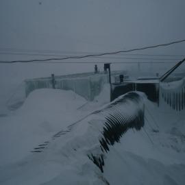Covered way, Post office & C-Hut (L) after blizzard