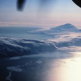Mt Bird, Lewis Bay, Mt Terror Ross Island from the air
