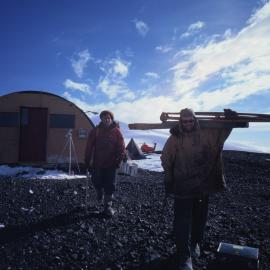 Jamesway Hut, Tony Langston on right