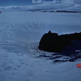 Looking North above Little Razorback Island to Cape Evans & Cape Royds