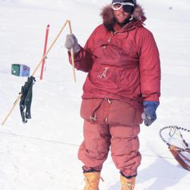 Well dressed modern polar explorer 