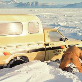 Toyota stuck on sea ice