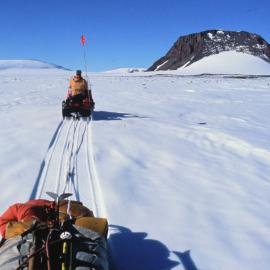 Skidoo travel on Benson Glacier
