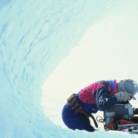 Filming on Mount Erebus around fumeroles