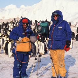 TVNZ filming Emperor Penguins at Cape Crozier Don Anderson and Max Quinn
