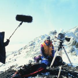 TVNZ crew filming on the Erebus crater rim