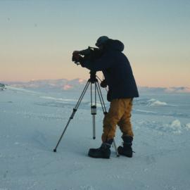 TVNZ's Max Quinn filming in soft light on the Royal Society Ranges