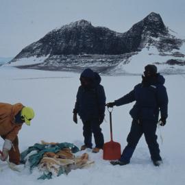 Finding an old tent en route to Mount Metschel  at Portal Rock