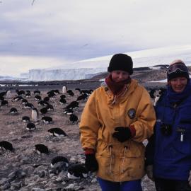 Beth Speirs and Shirley McQueen at Cape Bird Penguin Colony