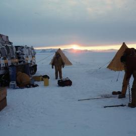 Camp on Sea Ice Near Strand Moraines