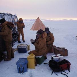 Camp on Sea Ice Near Strand Moraines
