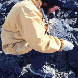 Russell Korsch with 200 Million Year old Plant Fossil