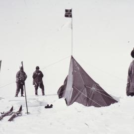 Lt Bowers near Amundsen's Tent at the South Pole