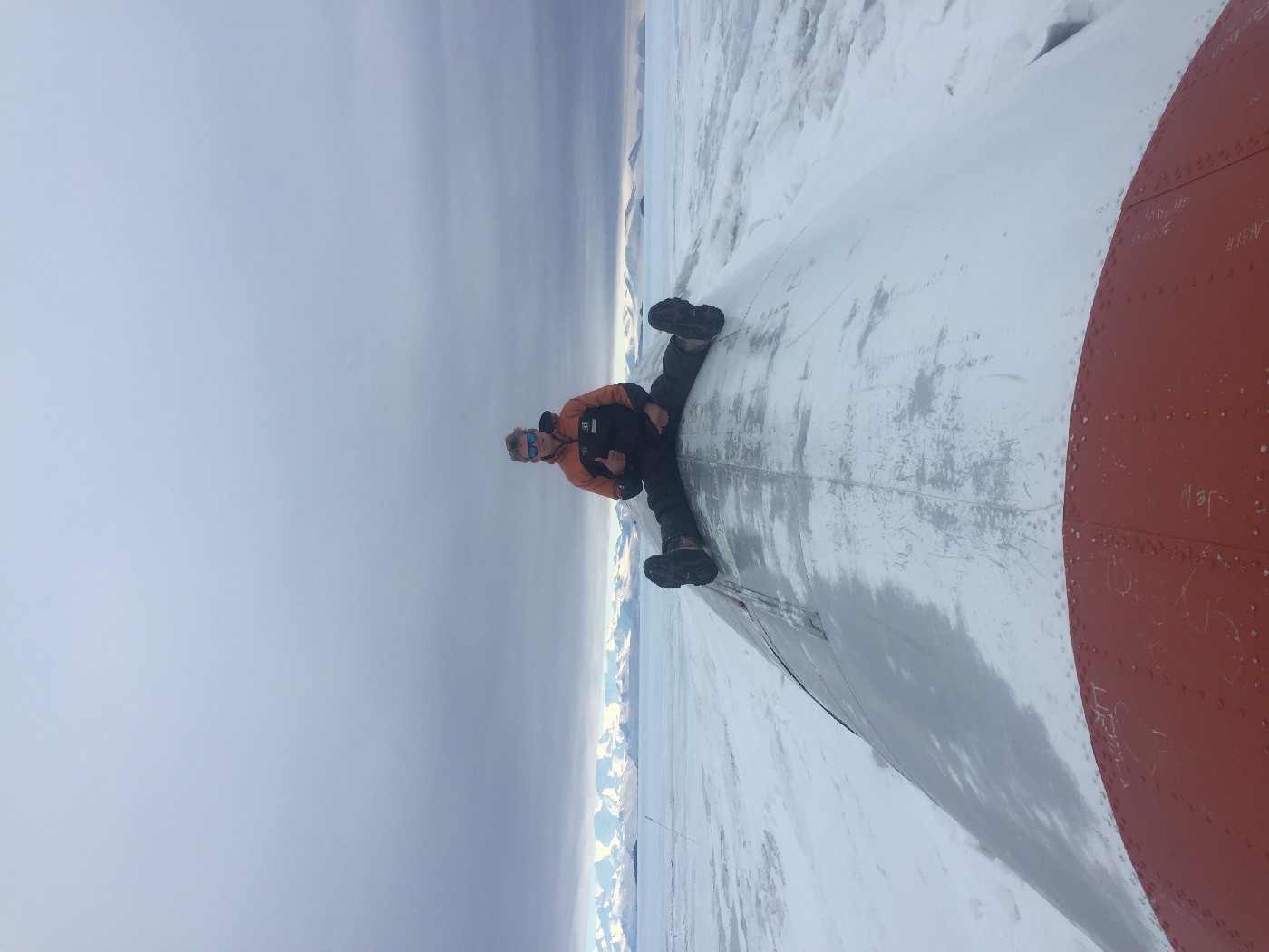 Ryan sitting on top of the Constellation that we visited